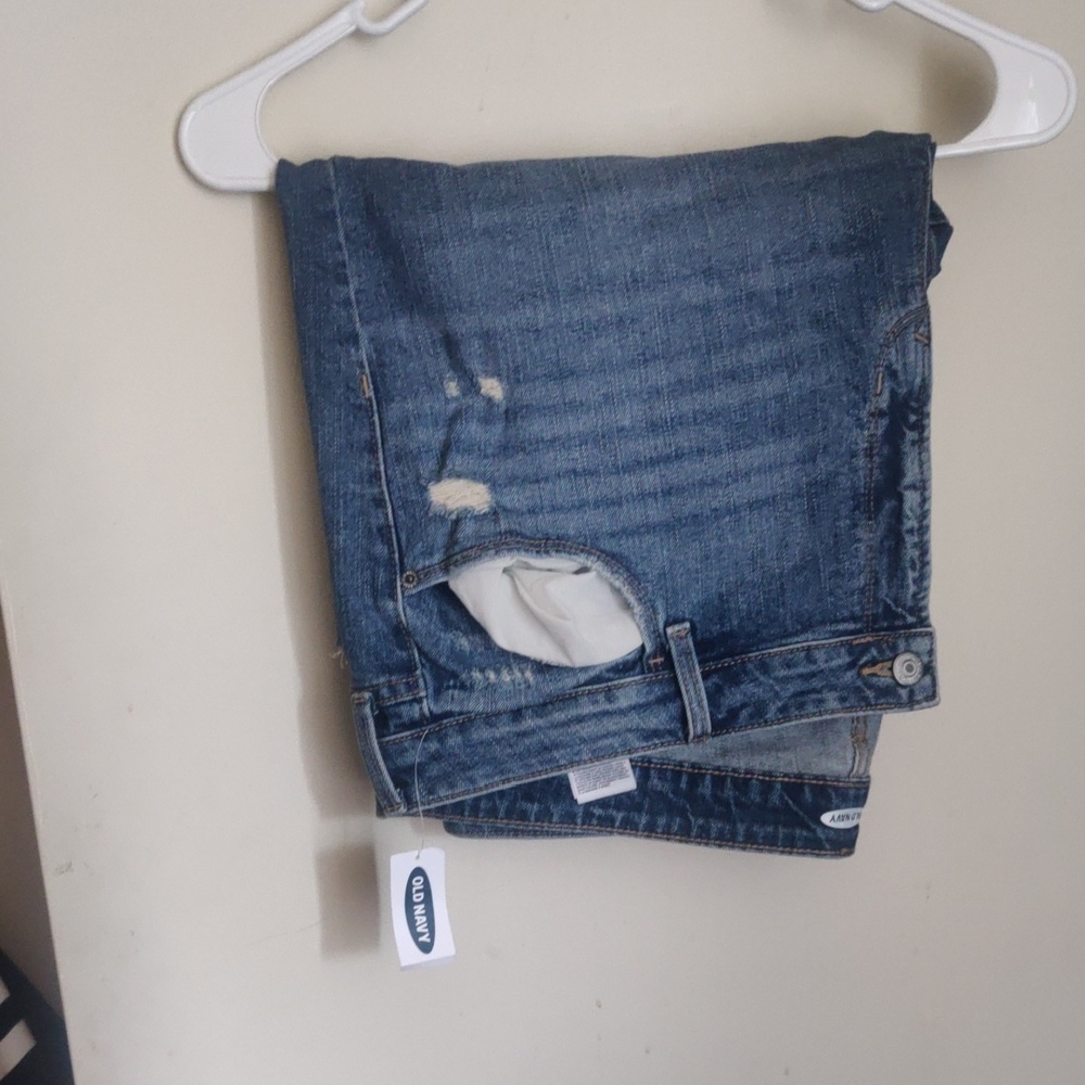 Old Navy Women's Distressed Blue Boyfriend Jeans